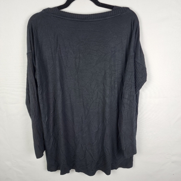 Soft Surroundings Black Soft Knit Dolman Style Tunic with Ribbed Trim Size Small - Picture 2 of 6